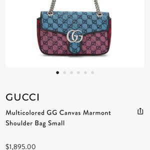 Gucci Multicolored GG Canvas Marmont Shoulder Bag Small Like New Authentic